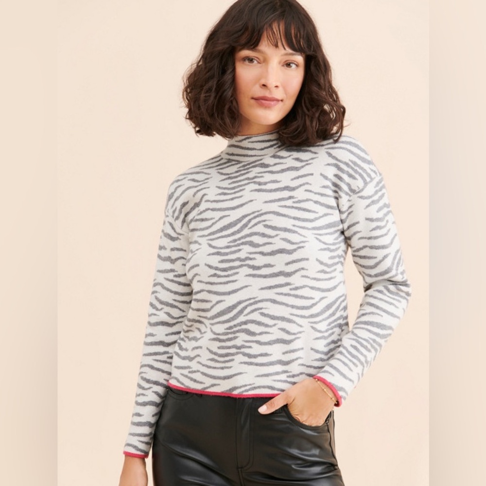 anthropologie cropped zebra sweater